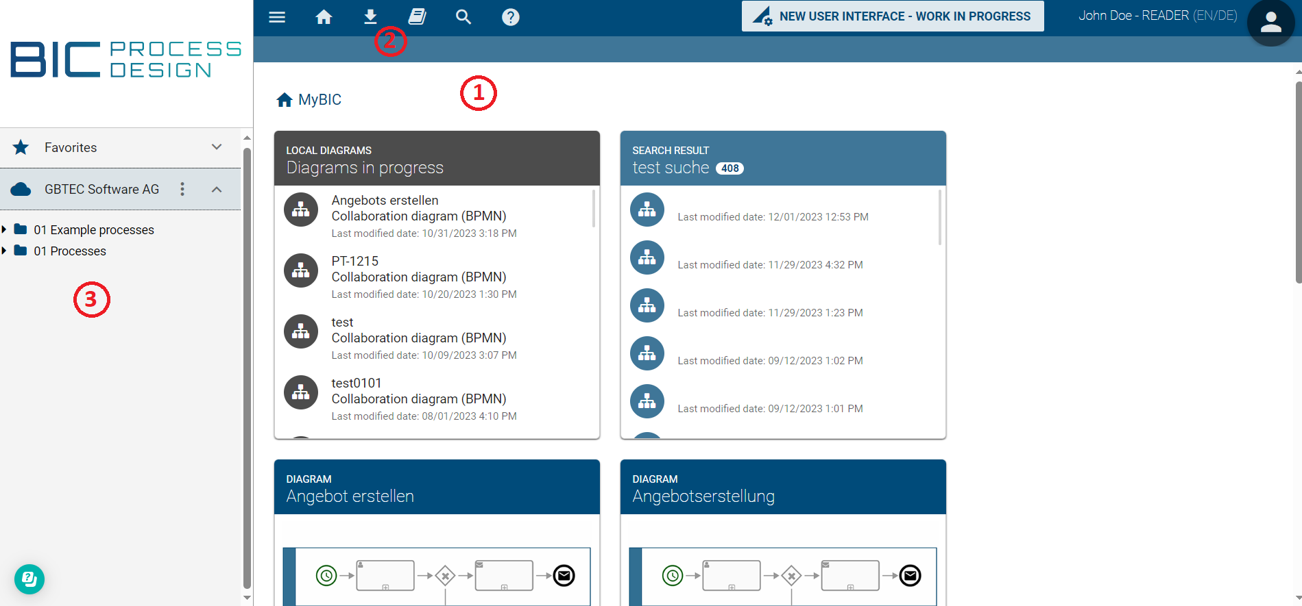 Discover the new user interface — BIC Process Design documentation